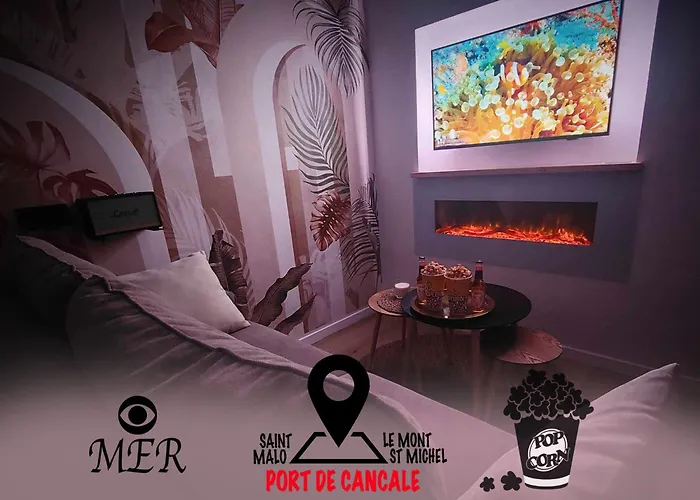 La Merveille By Mrodbnb - Appart Neuf - Vue Mer - 25M Plage & Resto - Cine - Cheminee - Popcorn